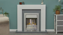 Load and play video in Gallery viewer, Adam Lomond Fireplace Stone Effect + Helios Electric Fire Brushed Steel, 39&quot;
