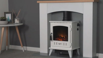 Adam Oxford Stove Suite Pure White + Aviemore Electric Stove Black, 48"