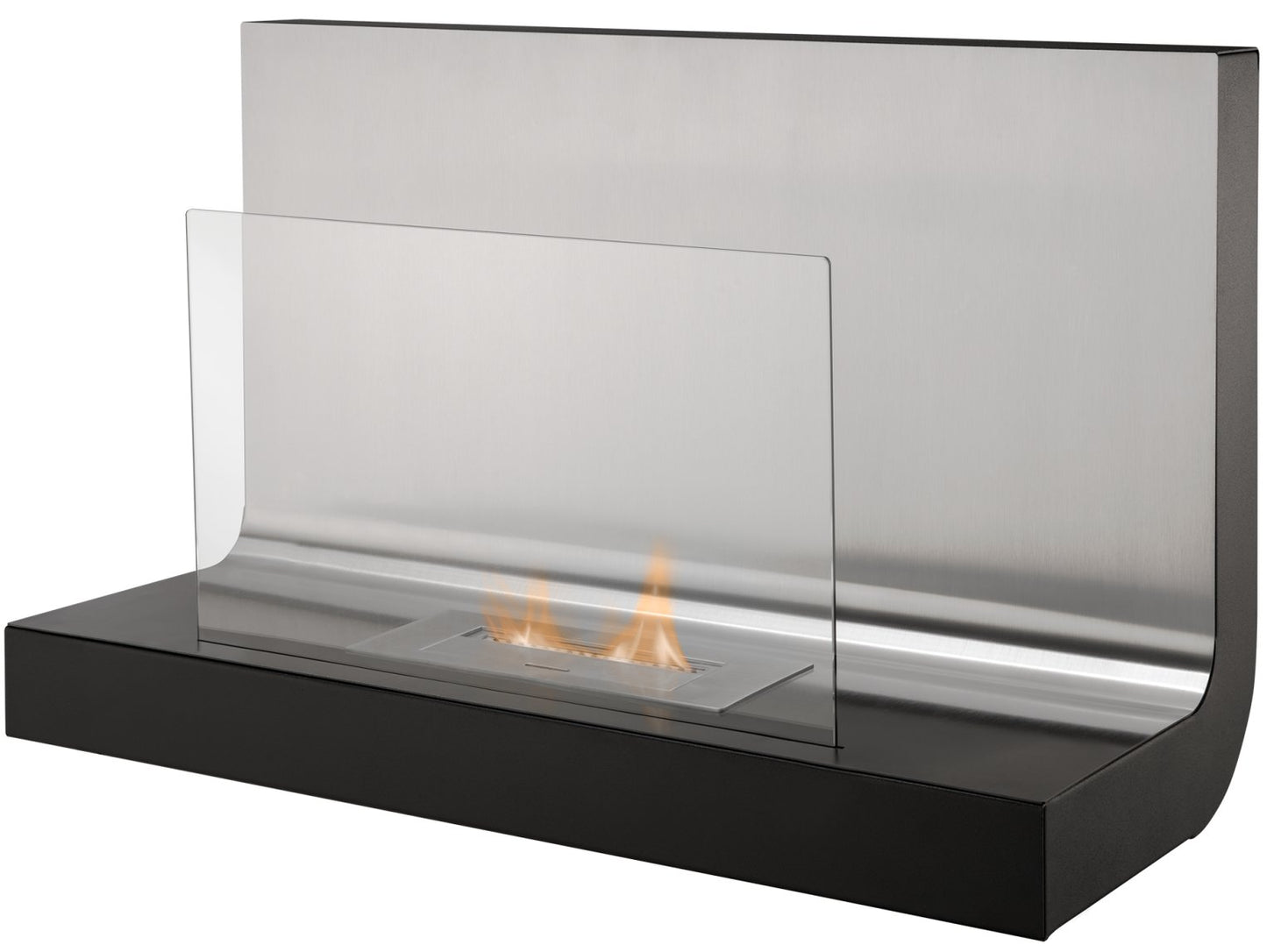 The Crescent Wall Mounted Bio Ethanol Fire in Stainless Steel, 31 Inch