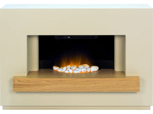 Load image into Gallery viewer, Adam Sambro Fireplace Suite in Stone Effect with Oak Shelf, 46 Inch
