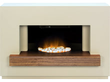 Load image into Gallery viewer, Adam Sambro Fireplace Suite in Stone Effect with Walnut Shelf, 46 Inch
