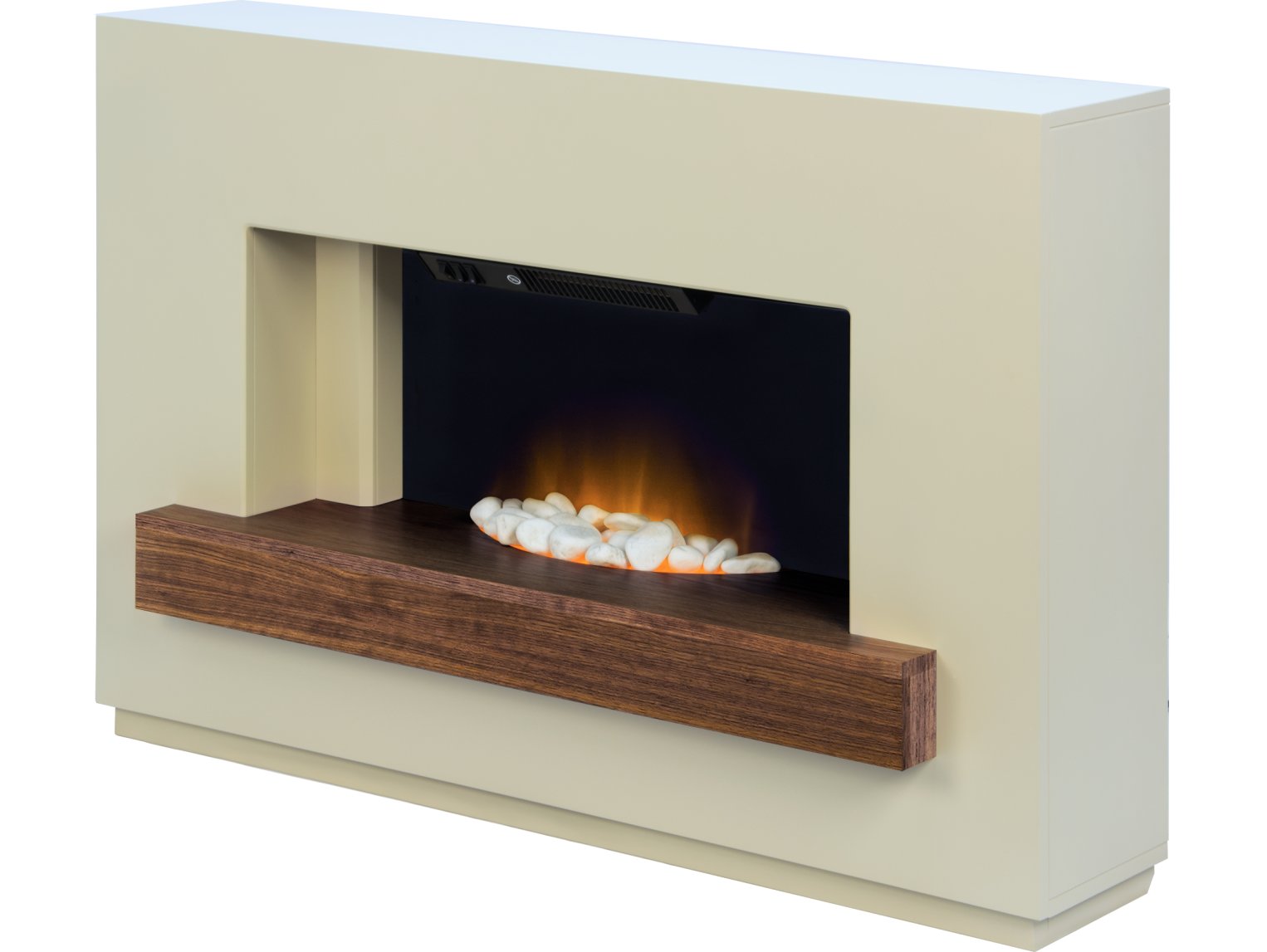 Adam Sambro Stone Effect Walnut Shelf, 46" Fireplace Suite