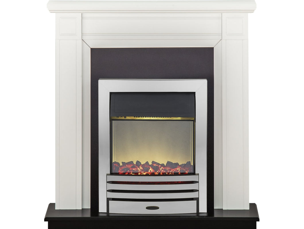 Adam Georgian Fireplace Suite in Pure White with Eclipse Electric Fire in Chrome, 39 Inch