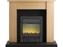 Load image into Gallery viewer, Adam New England Fireplace Suite in Oak and Black with Blenheim Fire in Black, 48 Inch
