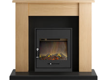 Load image into Gallery viewer, Adam New England Fireplace Suite in Oak and Black with Oslo Fire in Black, 48 Inch
