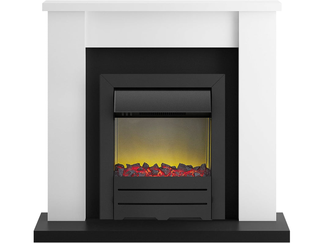 Adam Solus Fireplace Suite in Black and White with Colorado Electric Fire in Black, 39 Inch
