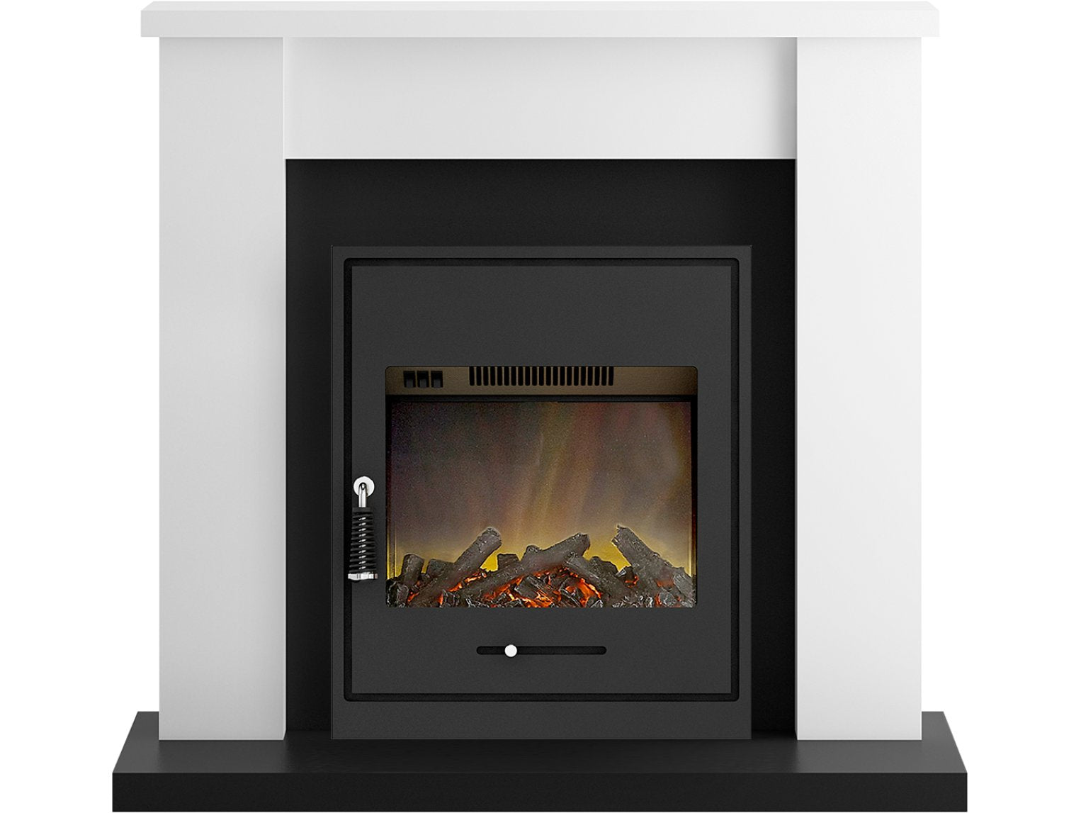 Adam Solus Fireplace Suite in Black and White with Oslo Electric Fire in Black, 39 Inch