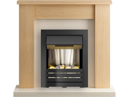 Adam Solus Fireplace Suite in Oak with Helios Electric Fire in Black, 39 Inch