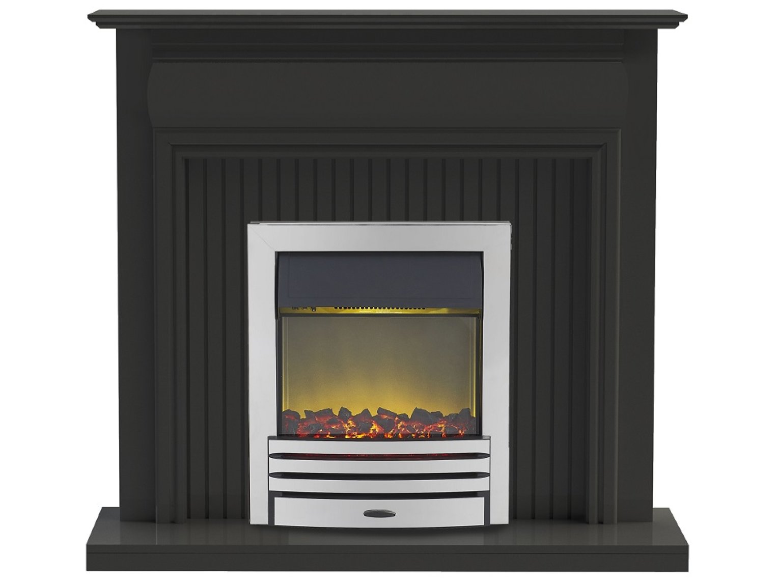 Adam Westminster Fireplace in Black with Eclipse Electric Fire in Chrome, 48 Inch