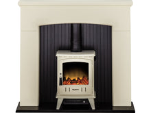 Load image into Gallery viewer, Adam Derwent Stove Suite in Cream with Aviemore Electric Stove in Cream Enamel, 48 Inch
