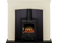 Load image into Gallery viewer, Adam Derwent Stove Suite in Cream with Aviemore Electric Stove in Black Enamel 48 Inch
