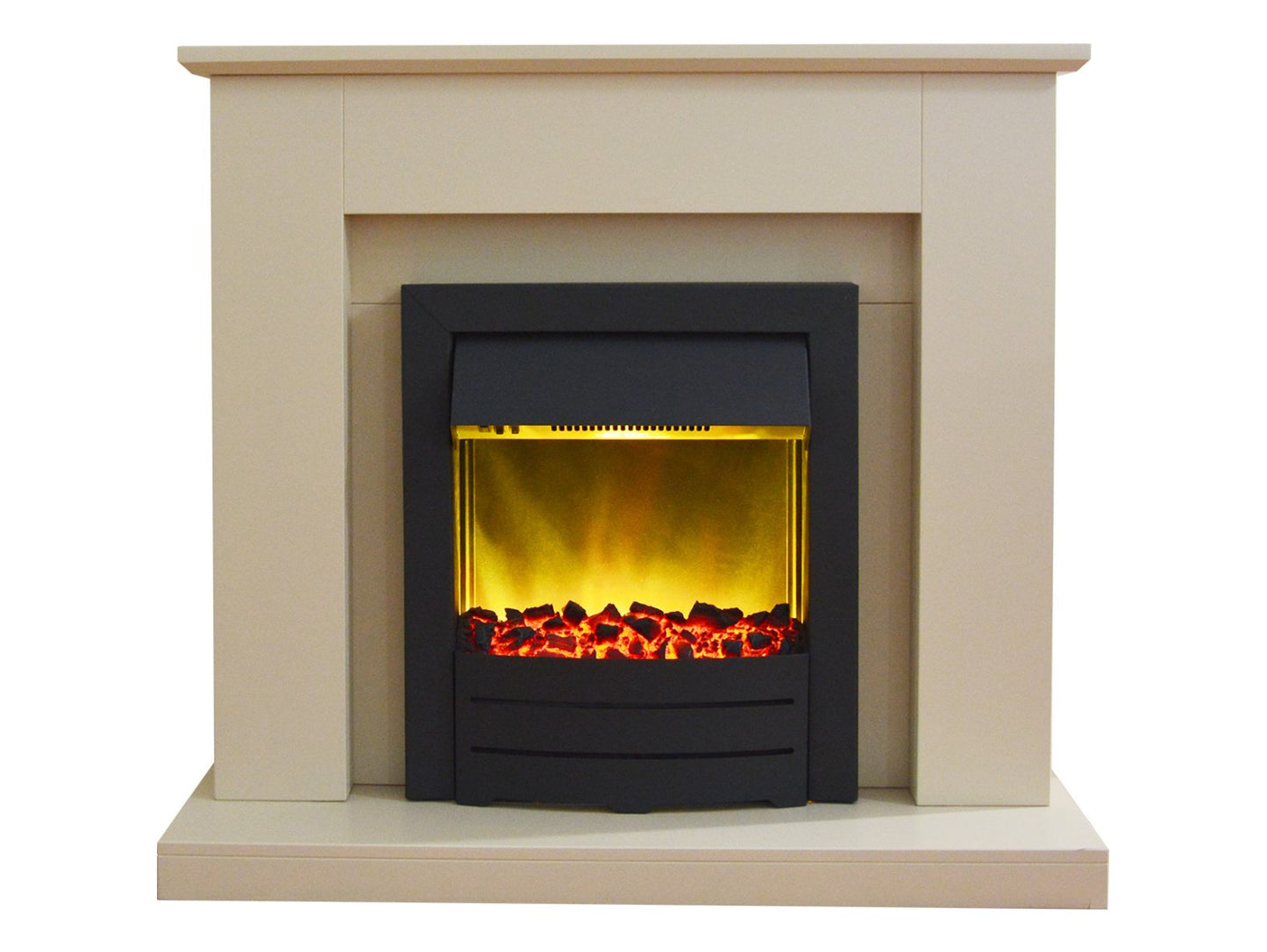 Adam Fareham Fireplace Suite in Stone Effect with Colorado Electric Fire in Black, 39 Inch