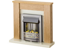 Load image into Gallery viewer, Adam Solus Fireplace Suite Oak + Helios Electric Fire Brushed Steel, 39&quot;
