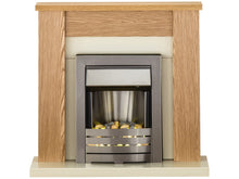 Load image into Gallery viewer, Adam Solus Fireplace Suite in Oak with Helios Electric Fire in Brushed Steel, 39 Inch
