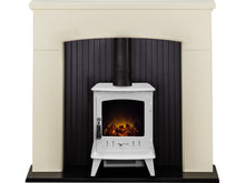 Load image into Gallery viewer, Adam Derwent Stove Suite in Cream with Aviemore Electric Stove in White Enamel, 48 Inch

