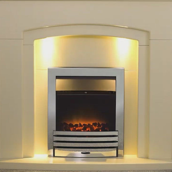 Adam New England Fireplace Suite Oak and Black + Eclipse Fire Chrome, 48"
