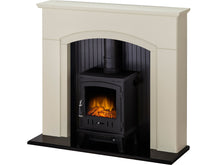 Load image into Gallery viewer, Adam Rotherham Stove Suite Stone Effect + Aviemore Electric Stove Black Enamel 48&quot;
