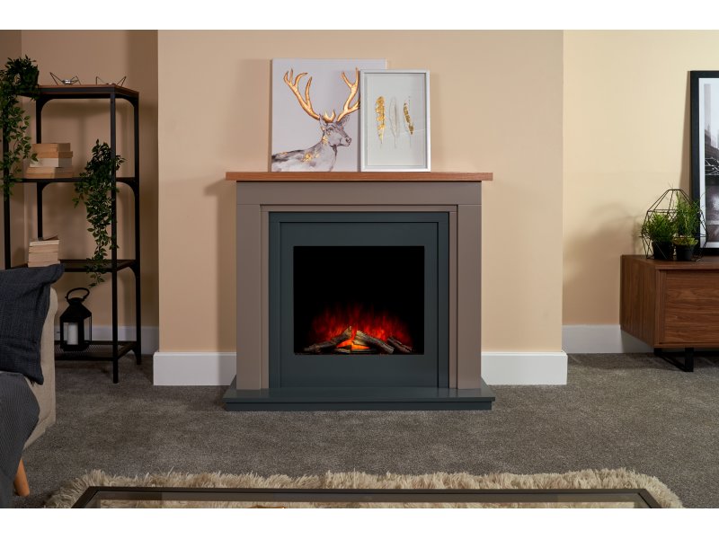 Adam Neston Electric Fireplace Suite in Charcoal Grey, 44 Inch