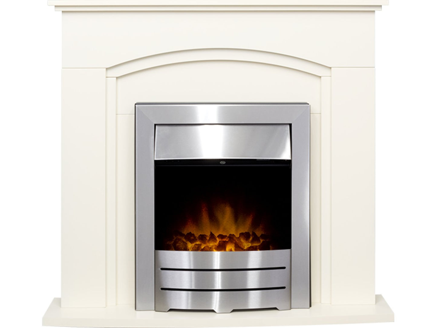 Adam Venice Fireplace Suite in Cream with Colorado Electric Fire in Brushed Steel, 39 Inch