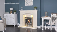 Load and play video in Gallery viewer, Adam Chilton Fireplace Pure White &amp; Grey + Colorado Bio Ethanol Fire Brushed Steel, 39&quot;
