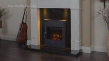 Load and play video in Gallery viewer, Adam Cotswold Fireplace Stone Effect + Oslo Electric Inset Stove Black, 48&quot;
