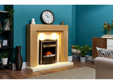 Load image into Gallery viewer, Adam Beaumont Fireplace Suite Oak &amp; Cream + Cambridge 6-in-1 Electric Fire Black, 48&quot;
