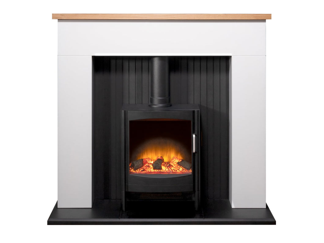 Adam Innsbruck Stove Suite in Pure White with Keston Electric Stove, 48 Inch