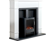 Load image into Gallery viewer, Adam Oxford Stove Suite Pure White + Keston Electric Stove Black, 48&quot;
