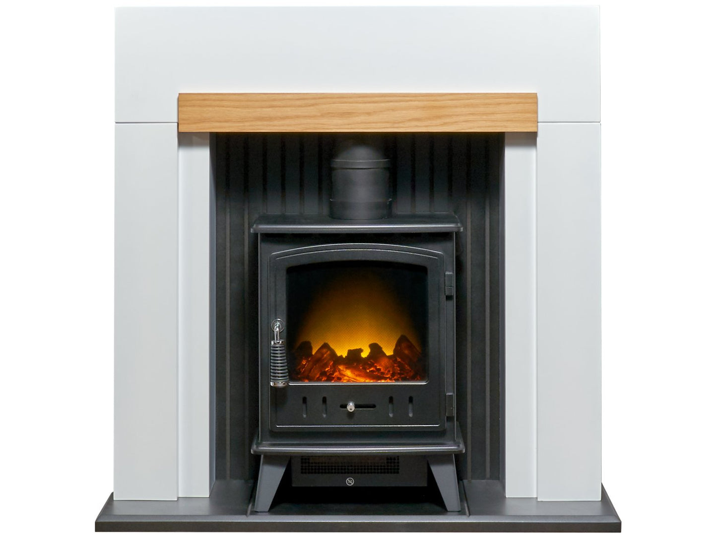 Adam Salzburg Stove Suite in Pure White with Aviemore Electric Stove in Black Enamel 39 Inch