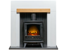 Load image into Gallery viewer, Adam Salzburg Stove Suite in Pure White with Aviemore Electric Stove in Black Enamel 39 Inch
