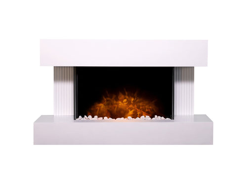 Adam Manola Wall Mounted Electric Fire Suite with Downlights & Remote Control in Pure White