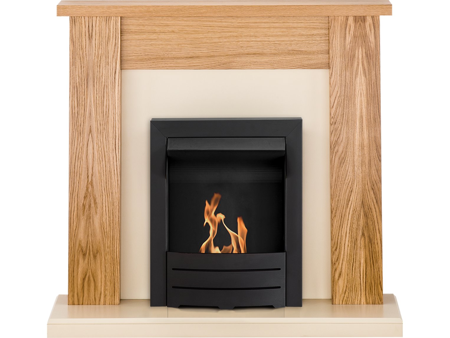 Adam New England Fireplace Suite in Oak with Colorado Bio Ethanol Fire in Black, 48 Inch