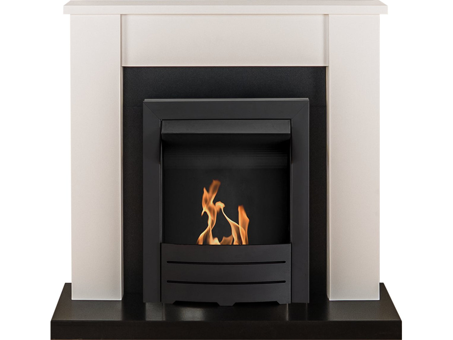 Adam Solus Fireplace Suite in Black & White with Colorado Bio Ethanol Fire in Black, 39 Inch