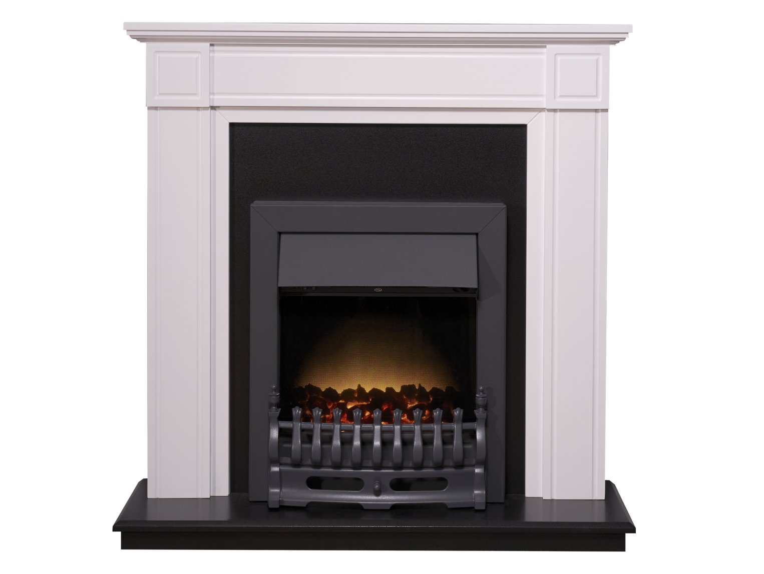 Adam Georgian Fireplace Suite in Pure White with Blenheim Electric Fire in Black, 39 Inch
