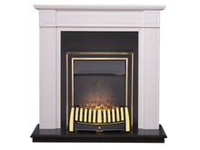 Load image into Gallery viewer, Adam Georgian Fireplace Suite in Pure White with Elan Electric Fire in Brass, 39 Inch
