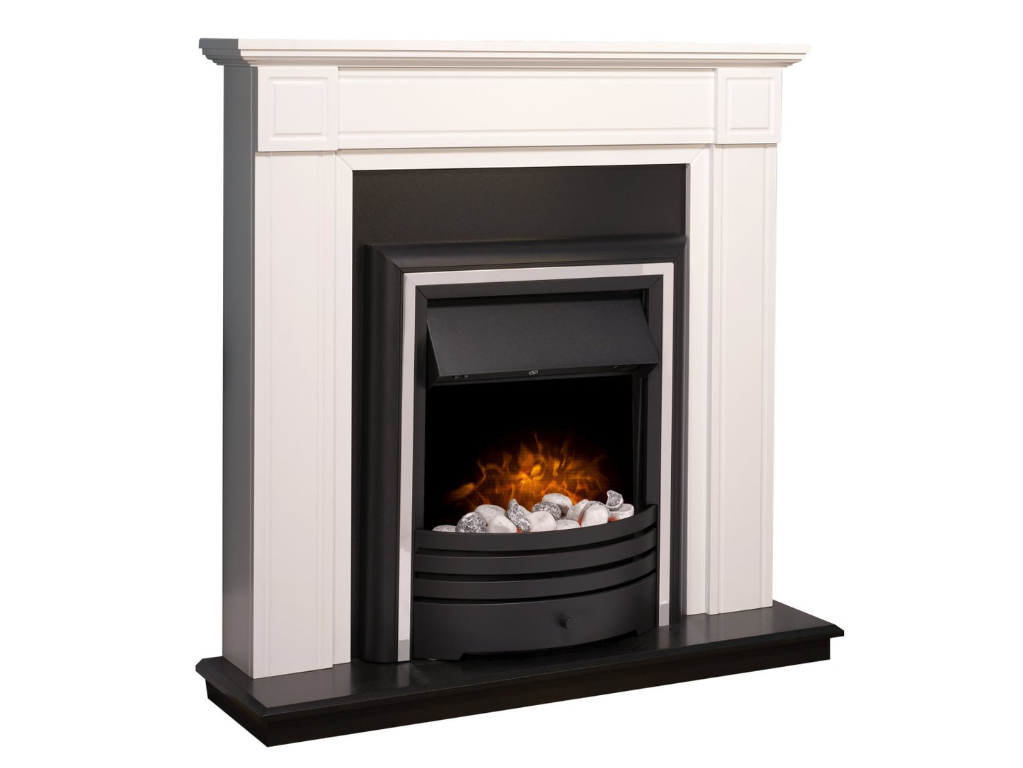 Adam Georgian Fireplace Suite Pure White & Black + Cambridge 6-in-1 Electric Fire Black, 39"