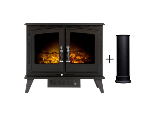 Adam Woodhouse Electric Stove in Black with Straight Stove Pipe