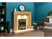 Load image into Gallery viewer, Adam Beaumont Fireplace Suite Oak &amp; Cream + Elan Electric Fire Chrome, 48&quot;
