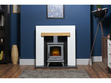 Load image into Gallery viewer, Adam Salzburg Pure White &amp; Oak + Aviemore Electric Stove Grey Enamel, 39&quot;
