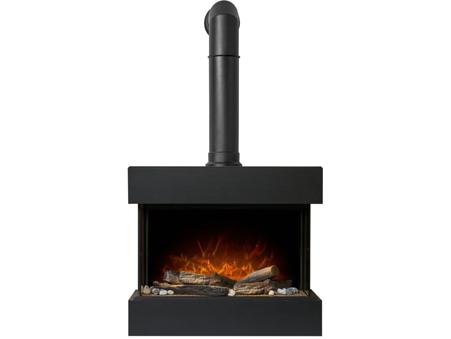 Adam Vega Electric Wall Mounted Fireplace Suite with Stove Pipe & Remote Control in Black