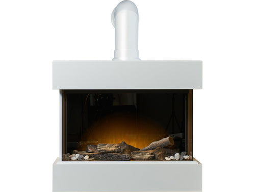 Adam Vega Electric Wall Mounted Fireplace Suite with Stove Pipe & Remote Control in Pure White