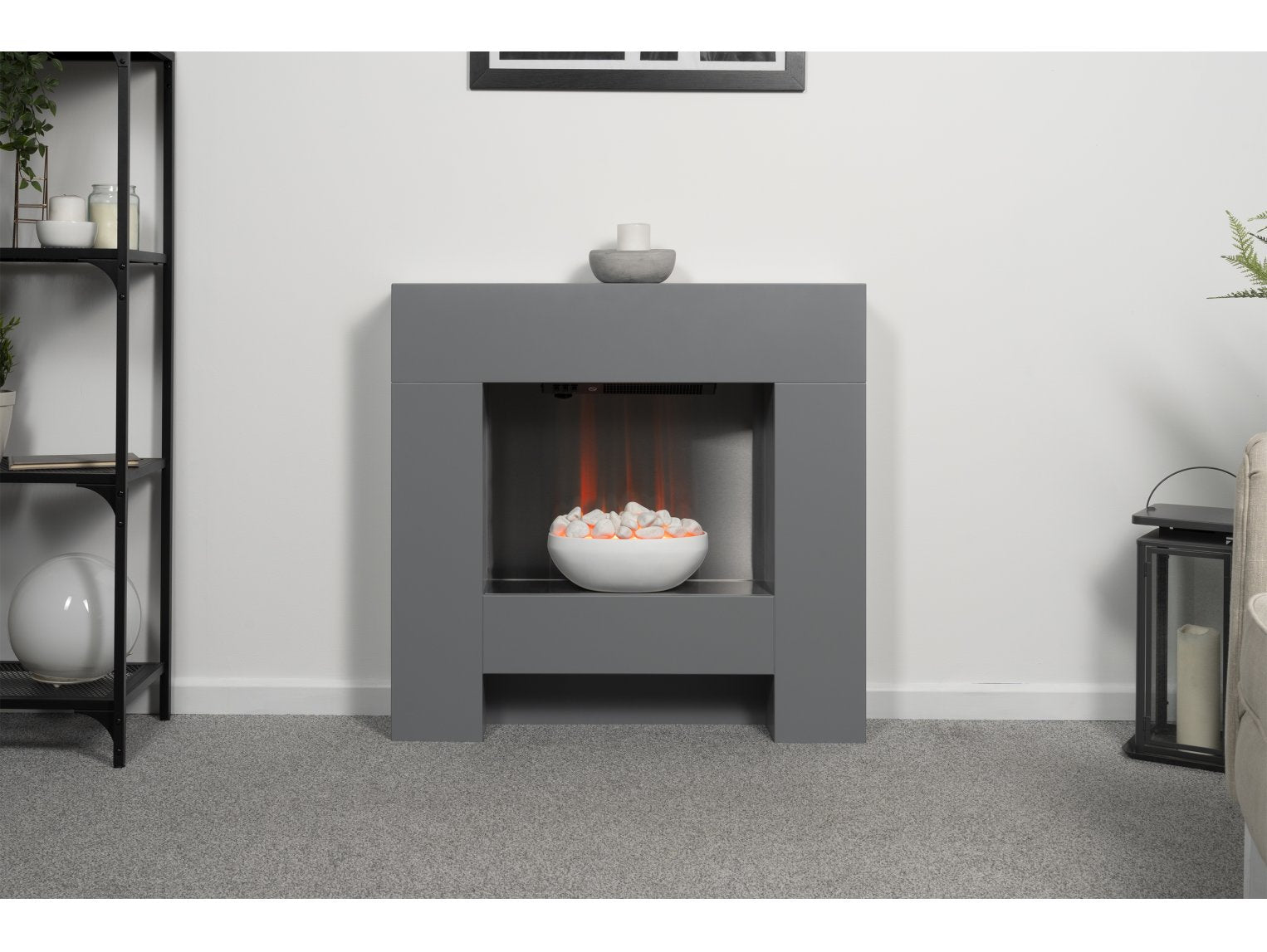 Adam Cubist Grey Electric Fireplace Suite 36"
