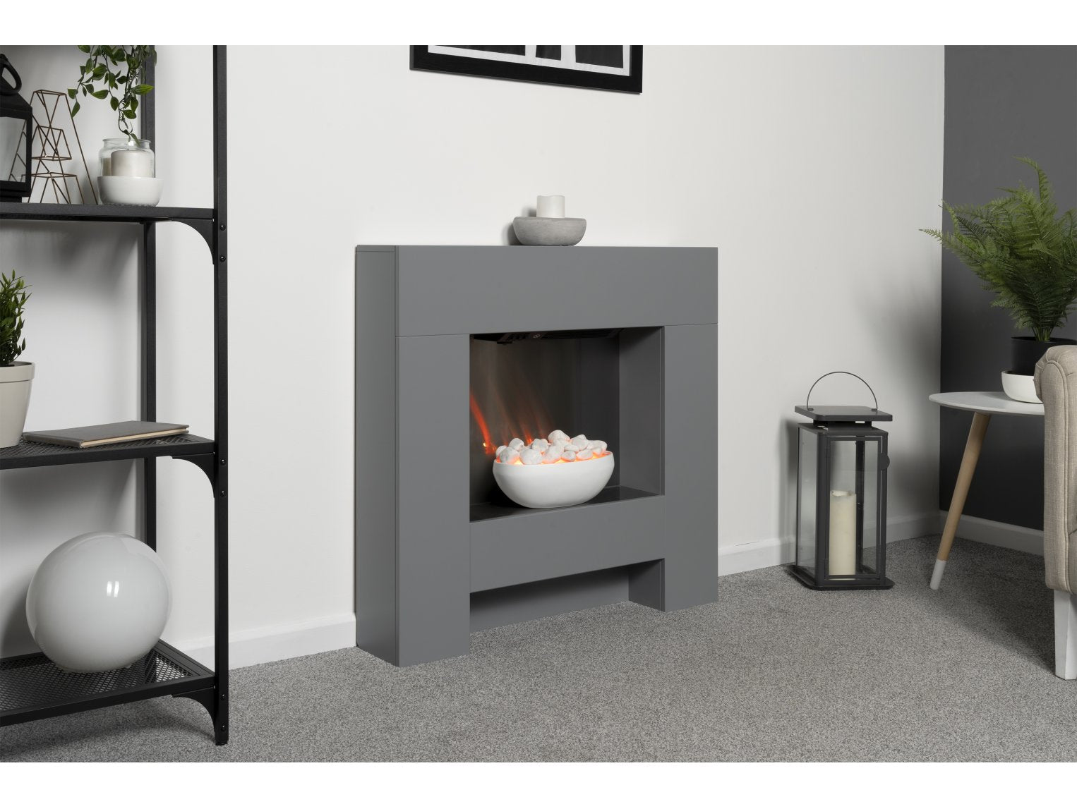 Adam Cubist Grey Electric Fireplace Suite 36