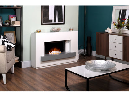 Adam Sambro Pure White Grey Shelf, 46" Fireplace Suite