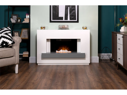 Adam Sambro Pure White Grey Shelf, 46" Fireplace Suite