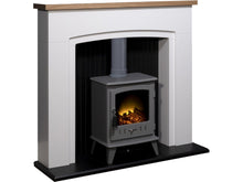 Load image into Gallery viewer, Adam Siena Stove Suite Pure White + Aviemore Electric Stove Grey Enamel, 48&quot;

