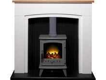 Load image into Gallery viewer, Adam Siena Stove Suite in Pure White with Aviemore Electric Stove in Grey Enamel, 48 Inch
