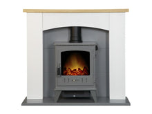 Load image into Gallery viewer, Adam Huxley in Pure White &amp; Grey with Aviemore Electric Stove in Grey Enamel, 39 Inch

