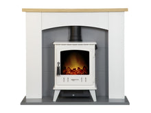 Load image into Gallery viewer, Adam Huxley in Pure White &amp; Grey with Aviemore Electric Stove in White Enamel, 39 Inch
