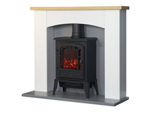 Load image into Gallery viewer, Adam Huxley Pure White &amp; Grey + Ripon Electric Stove Black, 39&quot;
